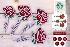 Rose Flower with Mother Texts, Mom, Mama, Maa, Ami Laser Cut Product Image 1