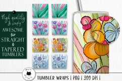 tumbler wraps collection with various flower illustrations