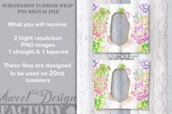 Floral photo Frame Tumbler template, wedding sublimation png Product Image 3