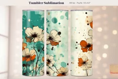 Flower Tumbler Wrap  Abstract Floral Tumbler Sublimation