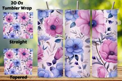 Flower Tumbler Wrap, Sublimation PNG Design, Watercolor 