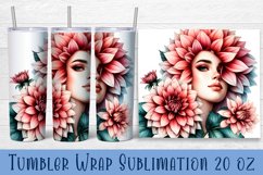 Beautiful Girl Tumbler Wrap | Dahlias Flower Sublimation Product Image 1