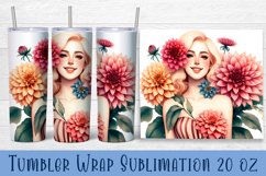 Beautiful Girl Tumbler Wrap | Dahlias Flower Sublimation Product Image 1