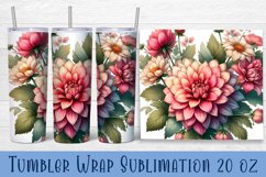 Dahlias flowers Tumbler Wrap Sublimation | Floral Product Image 1
