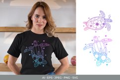 Sea Turtle with Big Flowers, Color Gradient Sublimation Set Product Image 1
