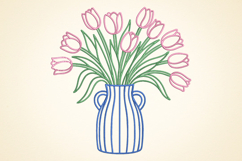 Flower Vase Embroidery Design Product Image 1
