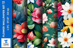 Flower Wallpaper Set 12 - Digital Paper Collection Product Image 1