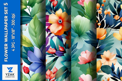 Flower Wallpaper Set 5 - Digital Paper Collection Product Image 1