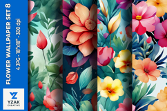 Flower Wallpaper Set 8 - Digital Paper Collection Product Image 1