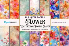 Watercolor Flower Digital Paper Bundle Product Image 1