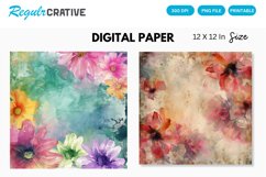 Watercolor Flower Digital Paper, Flower Background Product Image 1