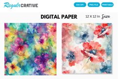 Watercolor Flower Digital Paper, Flower Background Product Image 1