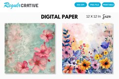 Watercolor Flower Digital Paper, Flower Background Product Image 1