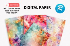 Flower Watercolor Digital Paper, Flower Background Product Image 1
