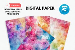 Flower Watercolor Digital Paper, Flower Background Product Image 1