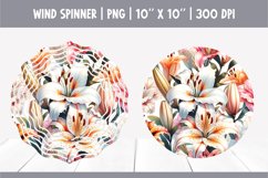 Watercolor Lily Flower Wind Spinner Sublimation design PNG Product Image 1