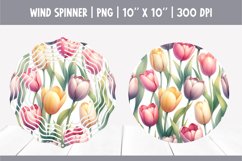 Watercolor Tulip Flower Wind Spinner Sublimation design PNG Product Image 1