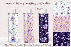 Tumbler Skinny Watercolor Flowers Tumbler Sublimation Wrap. Product Image 1