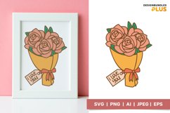Rose Bouquet with I Love You Message Card Illustration Product Image 1