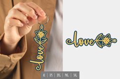 Love Text with Flowers and Leaves Keychain Design Product Image 1