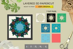 3D Shadowbox Layered Papercut Hexagon Floral Wreath Template Product Image 1