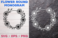 Flower Round Monogram SVG. Floral Wreath Frame SVG Product Image 1