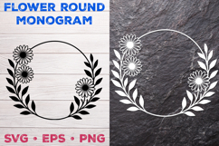 Flower Round Monogram SVG. Floral Wreath Frame SVG Product Image 1