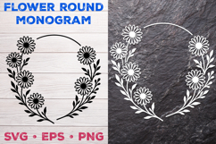 Flower Round Monogram SVG. Floral Wreath Frame SVG Product Image 1