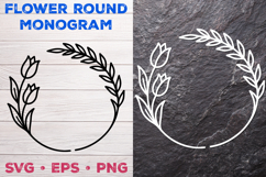 Flower Round Monogram SVG. Floral Wreath Frame SVG Product Image 1