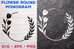 Flower Round Monogram SVG. Floral Wreath Frame SVG Product Image 1