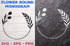Flower Round Monogram SVG. Floral Wreath Frame SVG Product Image 1