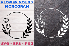Flower Round Monogram SVG. Floral Wreath Frame SVG Product Image 2