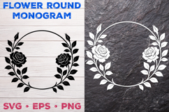 Flower Round Monogram SVG. Floral Wreath Frame SVG Product Image 2