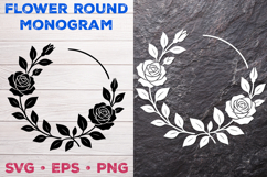 Flower Round Monogram SVG. Floral Wreath Frame SVG Product Image 2