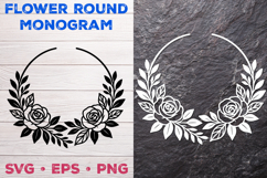 Flower Round Monogram SVG. Floral Wreath Frame SVG Product Image 2