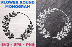 Flower Round Monogram SVG. Floral Wreath Frame SVG Product Image 2