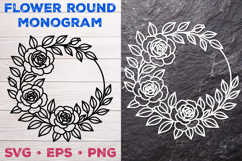 Flower Round Monogram SVG. Floral Wreath Frame SVG Product Image 2