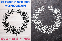 Flower Round Monogram SVG. Floral Wreath Frame SVG Product Image 2