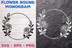 Flower Round Monogram SVG. Floral Wreath Frame SVG Product Image 2