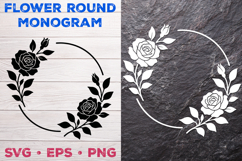 Flower Round Monogram SVG. Floral Wreath Frame SVG Product Image 2