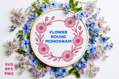 Flower Round Monogram SVG. Floral Wreath Frame SVG Product Image 2