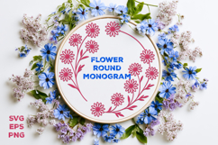Flower Round Monogram SVG. Floral Wreath Frame SVG Product Image 2