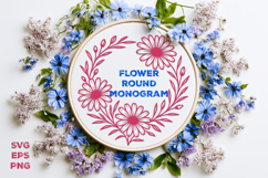 Flower Round Monogram SVG. Floral Wreath Frame SVG Product Image 2