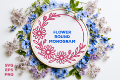 Flower Round Monogram SVG. Floral Wreath Frame SVG Product Image 2