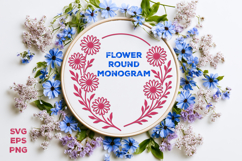 Flower Round Monogram SVG. Floral Wreath Frame SVG Product Image 2