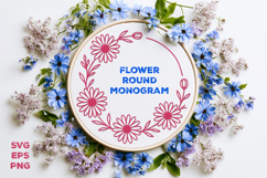 Flower Round Monogram SVG. Floral Wreath Frame SVG Product Image 2
