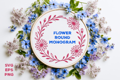Flower Round Monogram SVG. Floral Wreath Frame SVG Product Image 2