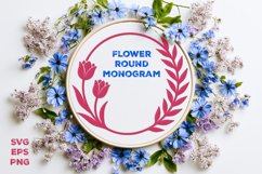 Flower Round Monogram SVG. Floral Wreath Frame SVG Product Image 2