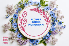 Flower Round Monogram SVG. Floral Wreath Frame SVG Product Image 2
