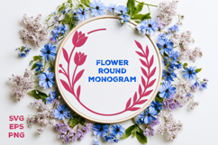 Flower Round Monogram SVG. Floral Wreath Frame SVG Product Image 2